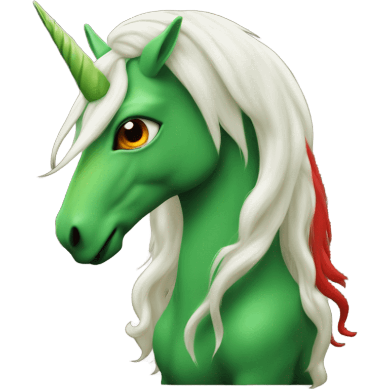 four-legged green unicorn white. a red amazon alien woman emoji