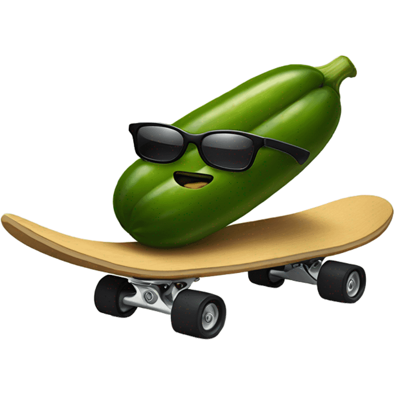 Pickle with sunglasses riding skateboard emoji