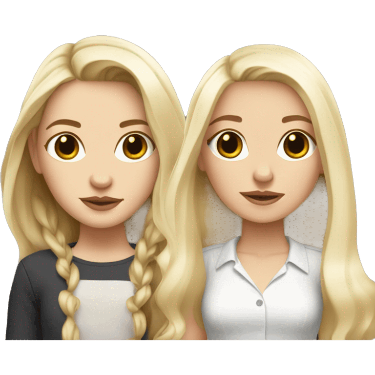 white blonde girl with long hair standing with frenchie with big ears emoji