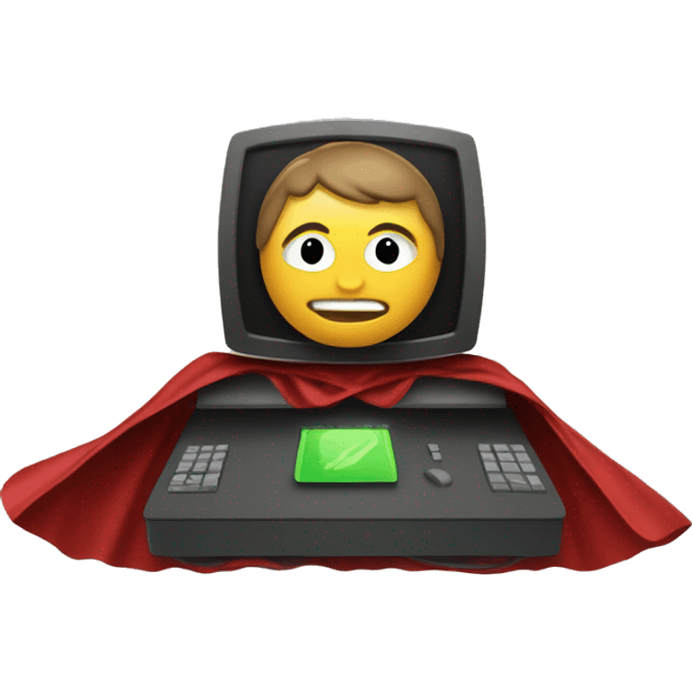 computer wearing a superhero cape emoji