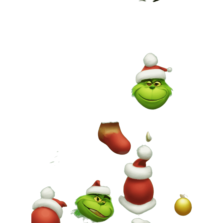 Christmas tree with grinch ornaments ￼ emoji