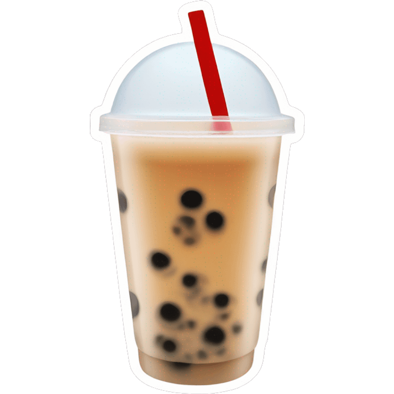 a bubble tea cup with transparent tea and much sobre look emoji