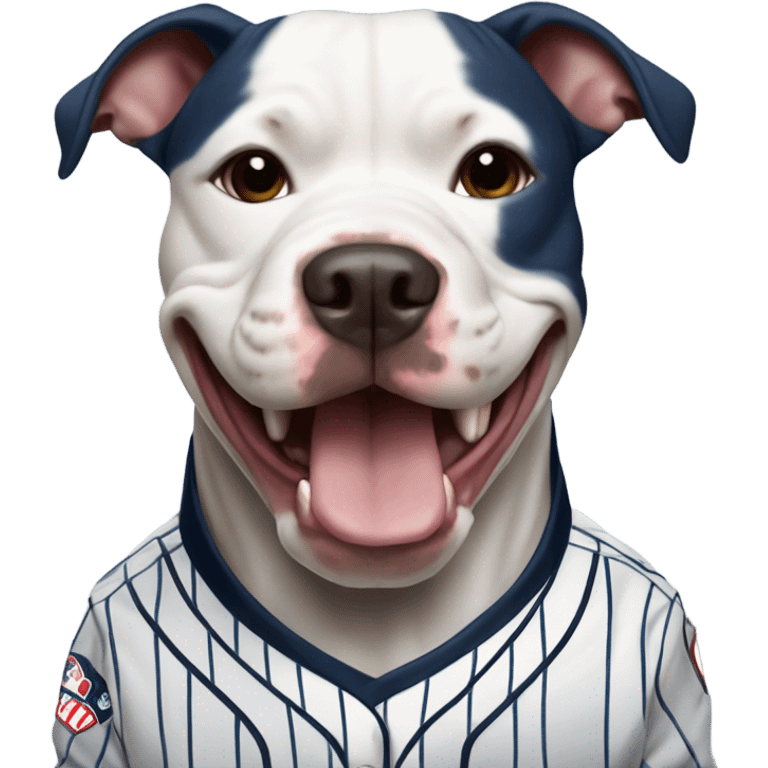 Pitbull smiling with a New York Yankees Jersey emoji