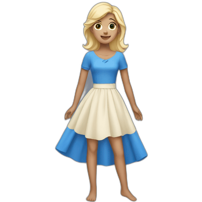 girl with spread arms in a blue blonde dress emoji