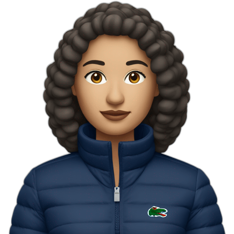 latina woman using Lacoste puffer jacket emoji