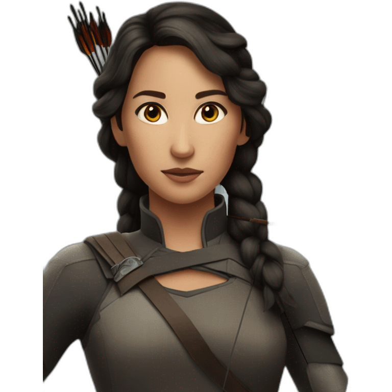 colored katniss everdeen with bow and arrows emoji