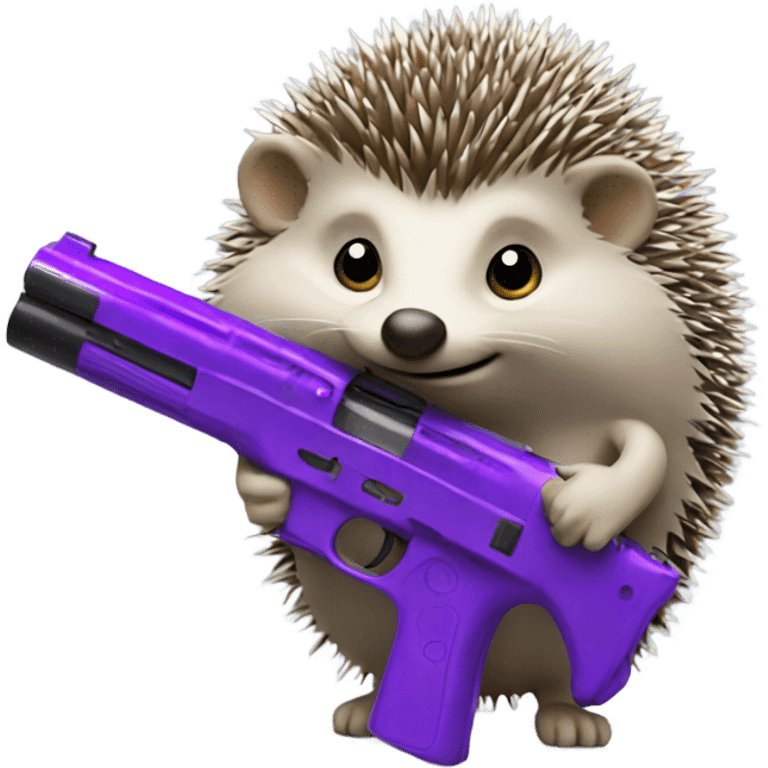 hedgehog with purple gun emoji