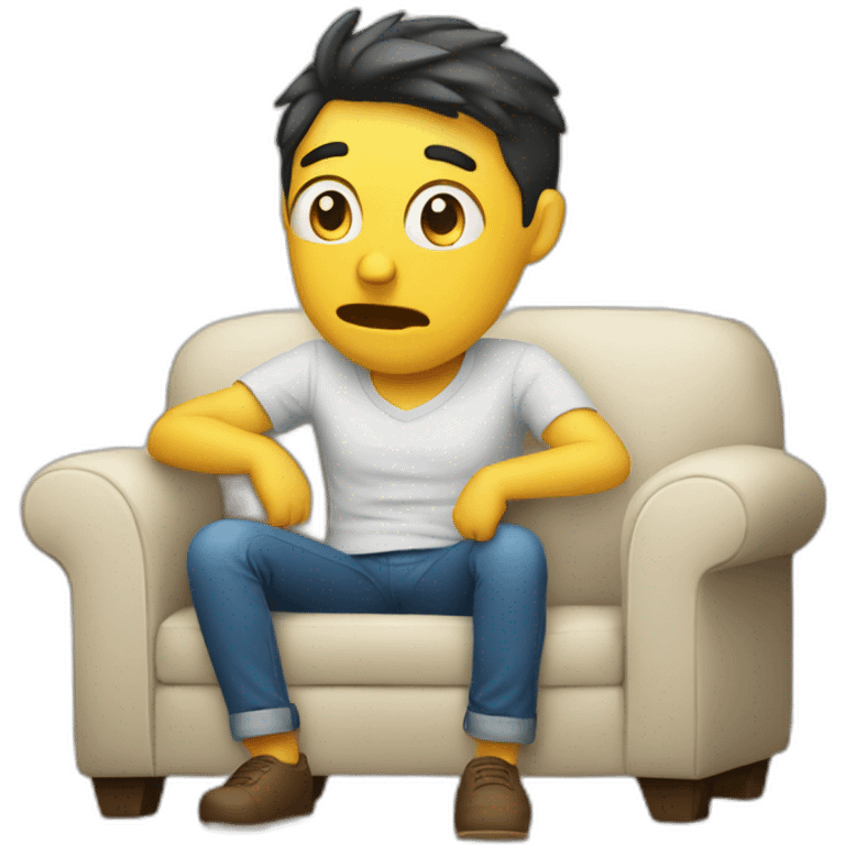 a person complaining about sitting on a sofa emoji