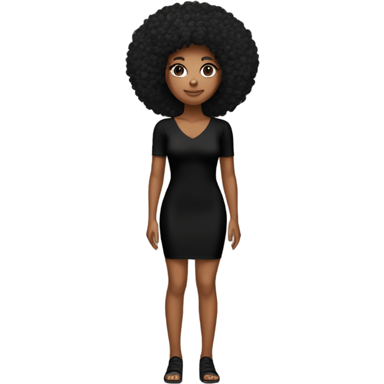 Girl with tan skin and Afro full body black bodycon dress emoji