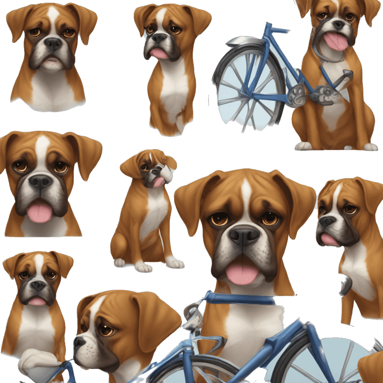 boxer dog on bicycle wearing a helmet emoji