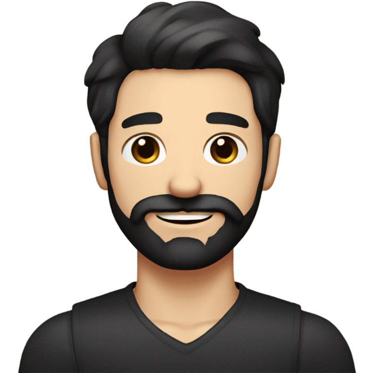 Blue eyed Dark haired man with beard and mustache holding black Labrador  emoji