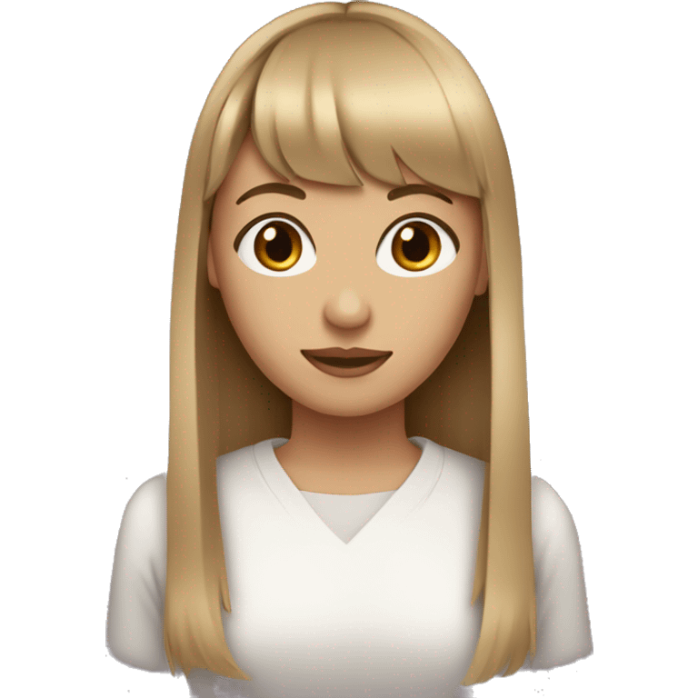 girl with straight dark blonde hair and bangs and brown eyes emoji