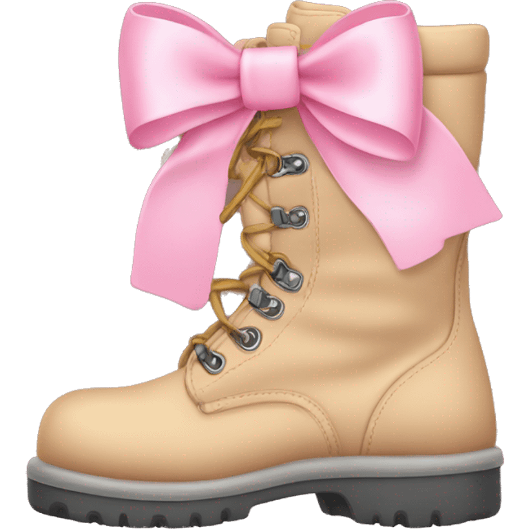 Work boots with light pink bow emoji