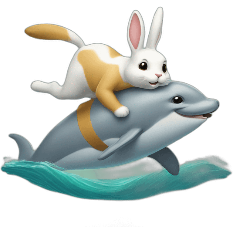 Lapin sur un dophin emoji