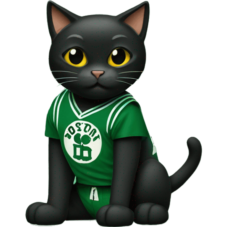 black cat wearing Boston Celtics Jersey emoji