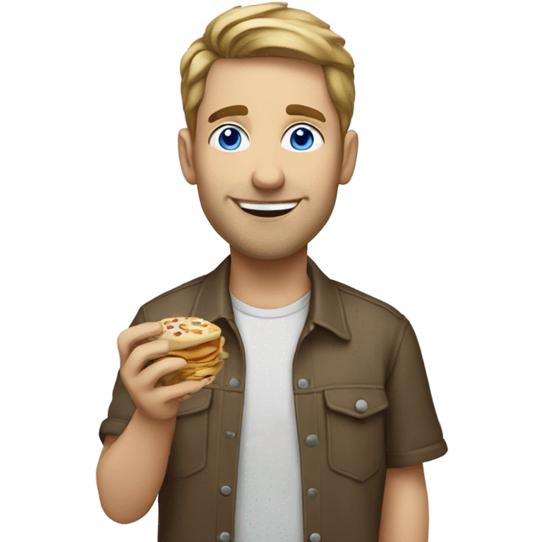 casual guy enjoying a snack blue eyes emoji