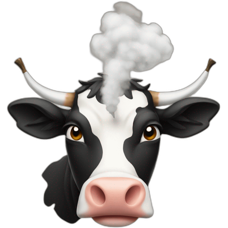 Smoking cow in a smoking emoji