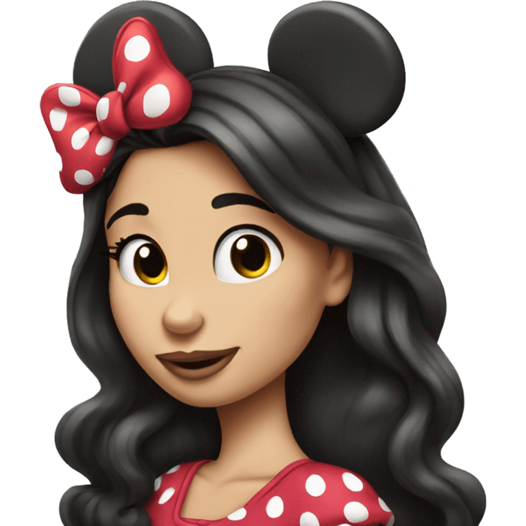 Brunette woman long hair Minnie Mouse emoji