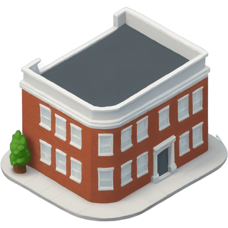 isometric curved redbrick single story building emoji