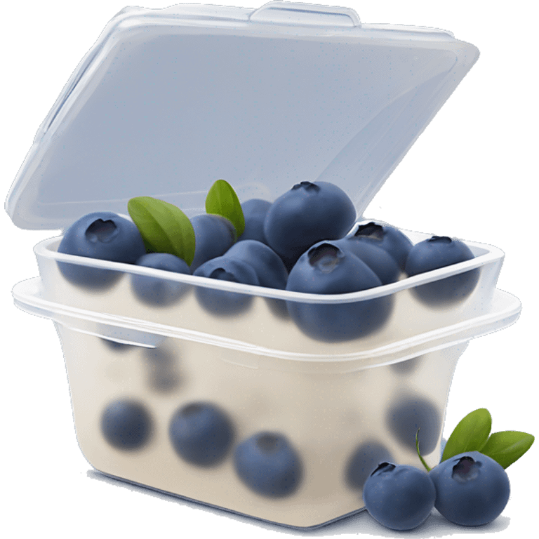 small blueberries in thin plastic container from farmer’s market realistic soft textures no shadow emoji