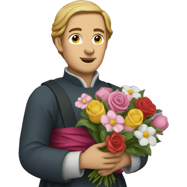 Petrarch holding a bouquet of flowers emoji