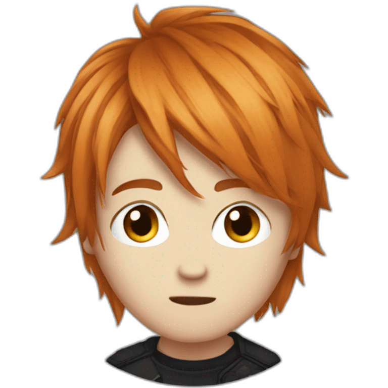 emo boy choppy ginger hair side bangs emoji