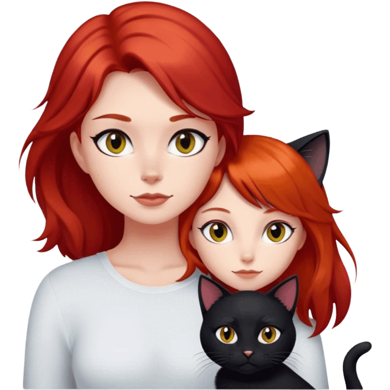 Black cat with red head girl emoji