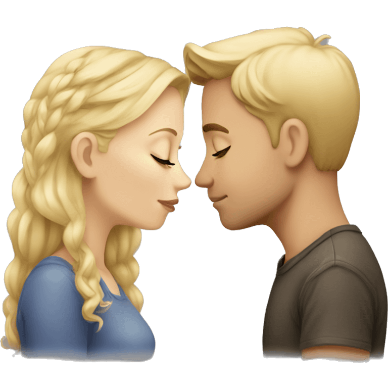 Cute fair-skin blonde white couple kissing emoji