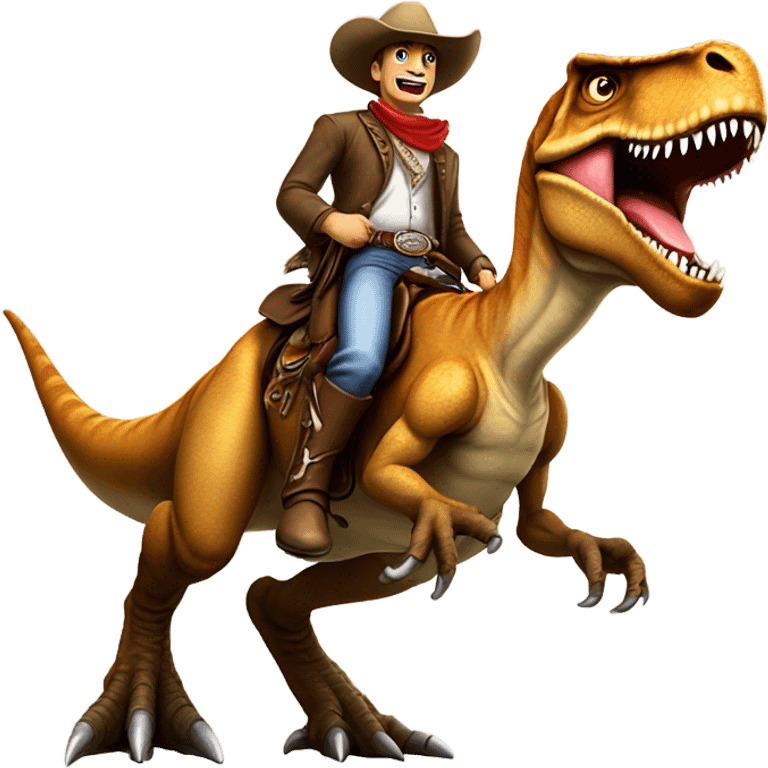 Cowboy riding T-rex emoji