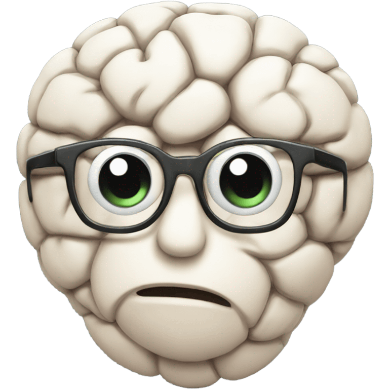 Cute brain with glasses emoji