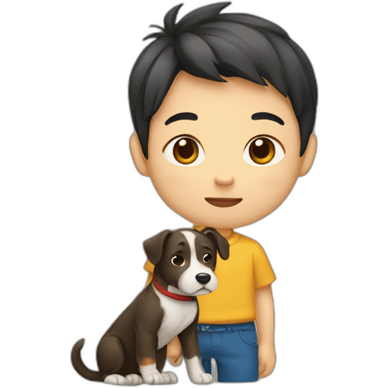 chinese boy with dog emoji