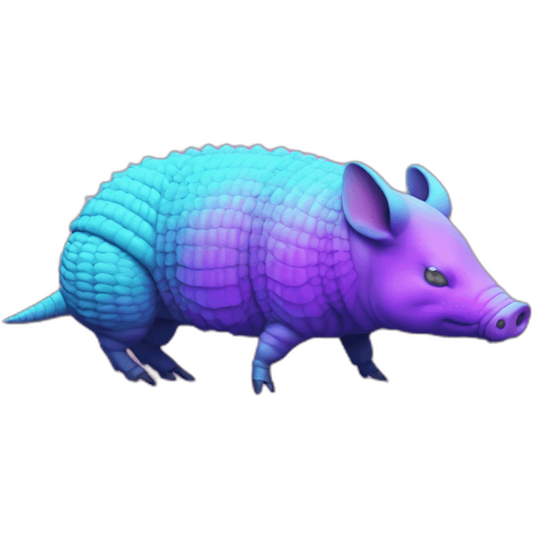 Vaporwave spotted cyan purple gradient pig armadillo cow centipede insect emoji