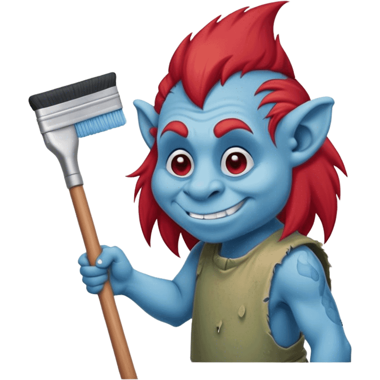 Troll cleaning window with squeegee blue and red emoji