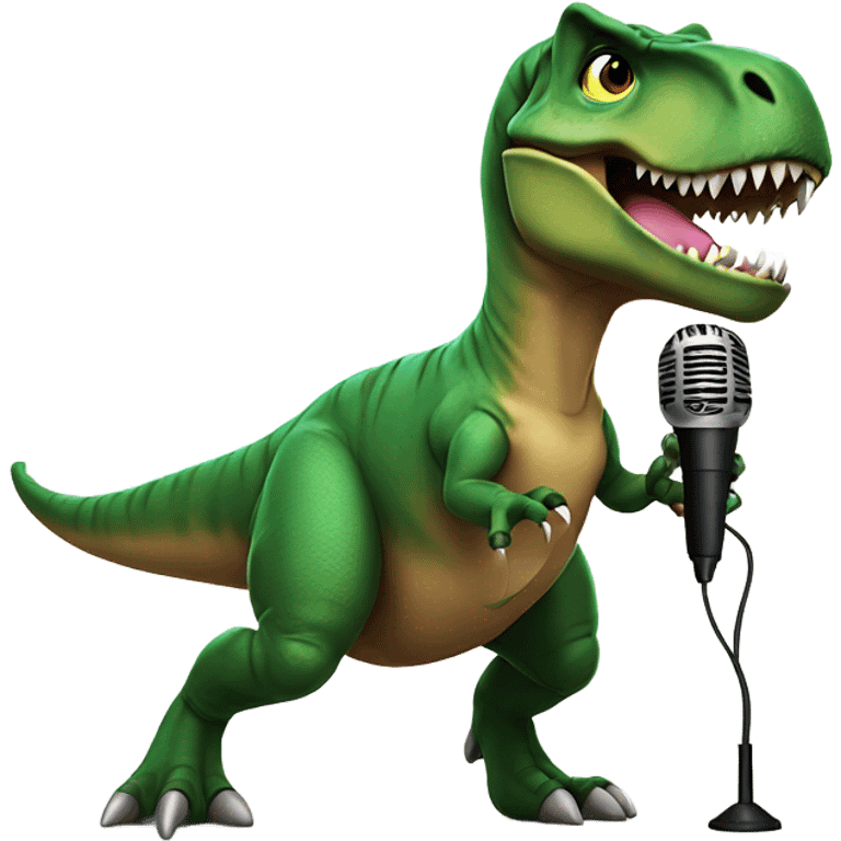 T Rex with a microphone emoji