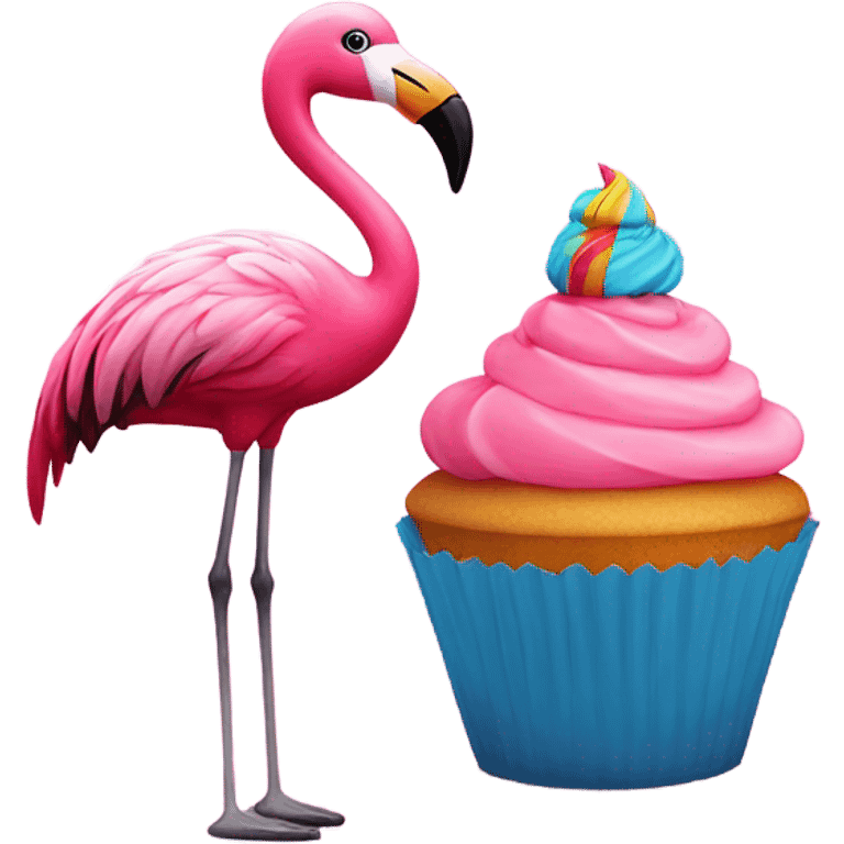 Pink flamingo with a cupcake emoji