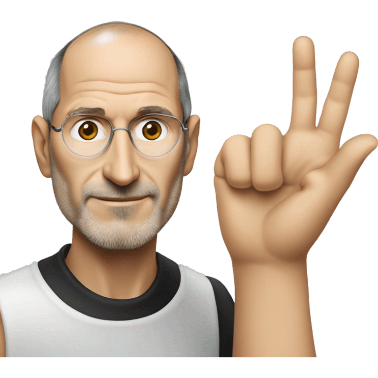 Steve Jobs shows with his hand emoji