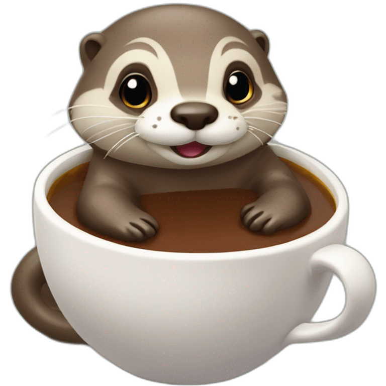 mignonne loutre buvant un chocolat chaud emoji