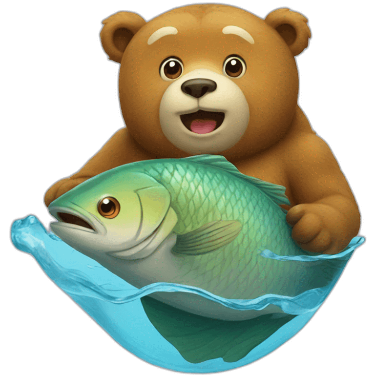 Fish on bear emoji