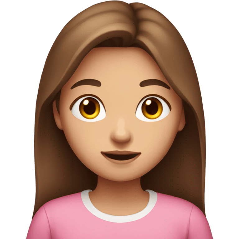 cute girl with long brown hair and a pink shirt emoji