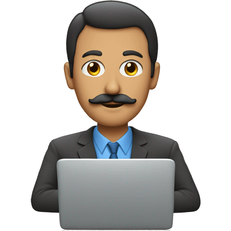 man with a laptop with moustache emoji