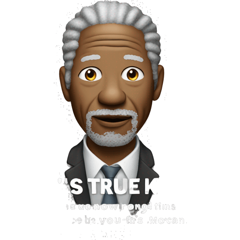 white backscreen with text "he's true you know" with morgan freeman infront  emoji