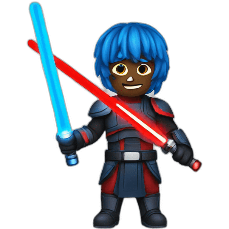 blue and red ligthsabers emoji