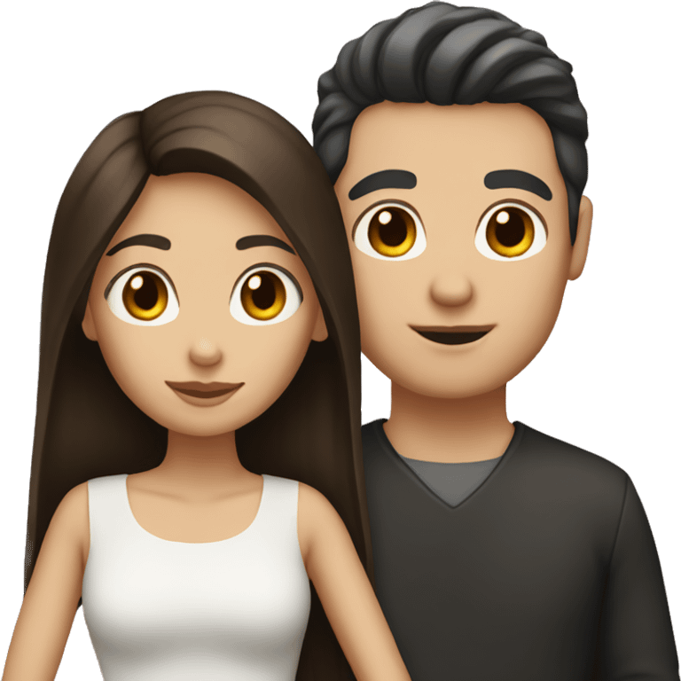 White couple with brown hair girl with black hair emoji