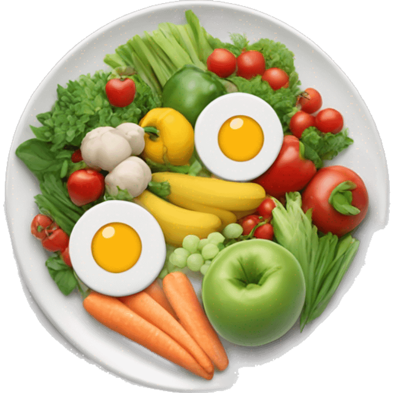 Plate of balanced healthy food  emoji