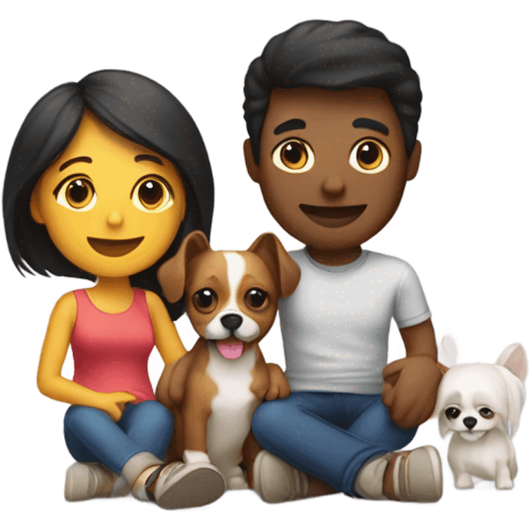 happy couple with tiny dog emoji