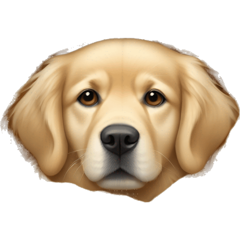 Golden retriever cozy in a knitted blanket emoji