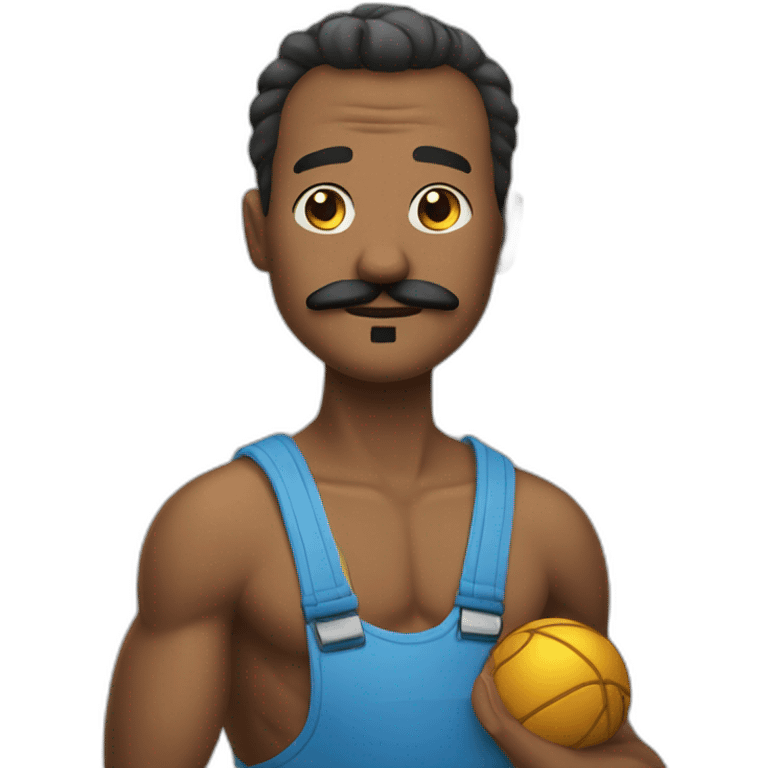  Expressivelyh strenuously carrying a lot of balls Man with mustache emoji