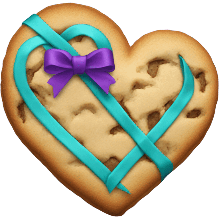 Cookie heart with teal purple support ribbon emoji