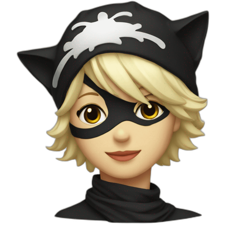 chat noir avec bandana rouge emoji