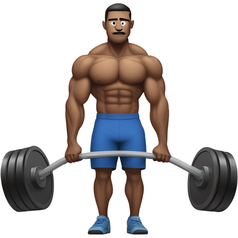 Muscled man lifting heavy weights emoji